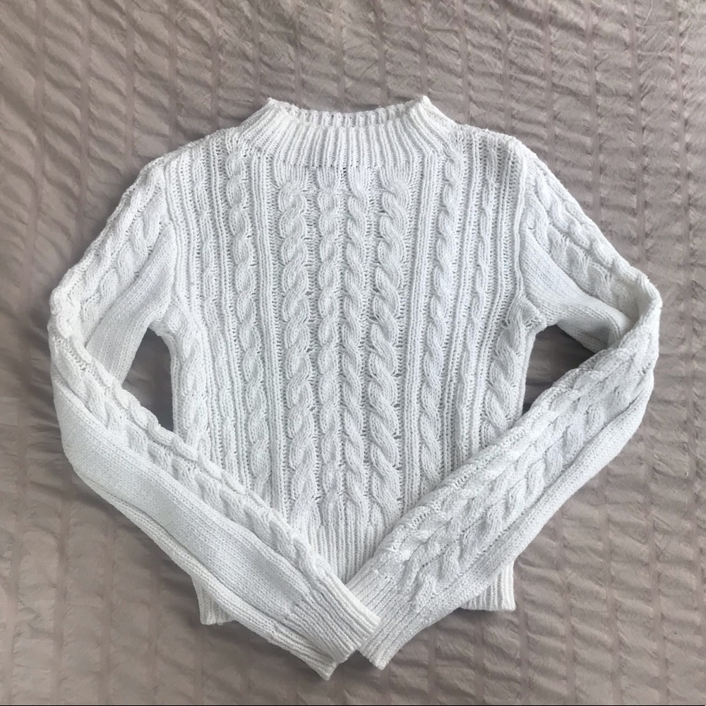 White cable knit sweater